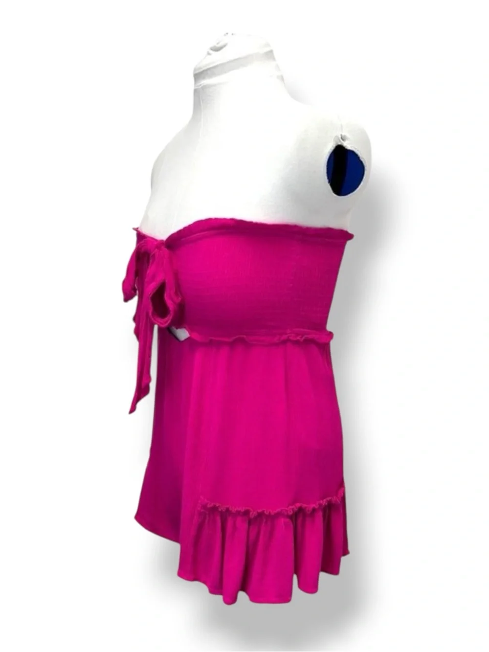 Venus Womens Hot Pink Sleeveless Smocked Halter Fun & Flirty Summer Short Romper